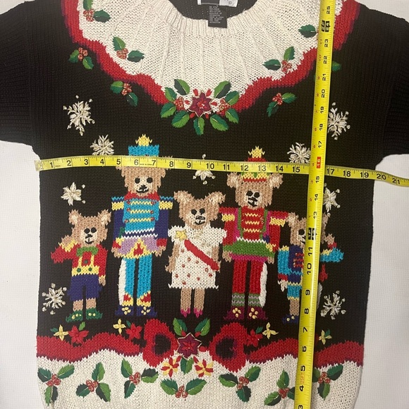 Vintage Festive Teddy Bear Christmas Sweater - Picture 3 of 5